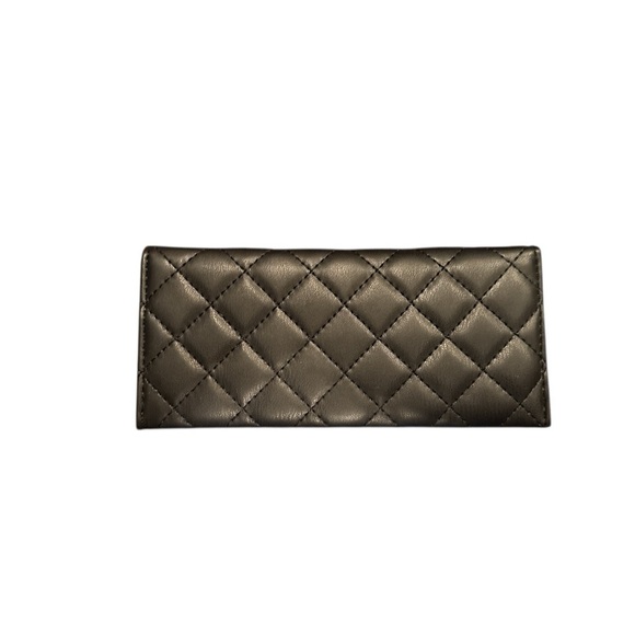 Badgley Mischka Women's Quilted Faux Leather Long Wallet - Black - Picture 2 of 5